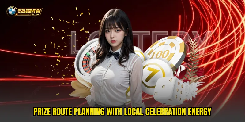 Prize route planning with local celebration energy